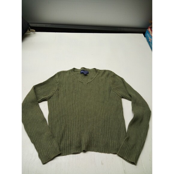 Montana Blues Jean Co. Olive Green Ribbed V-Neck Sweater Large - Picture 1 of 5